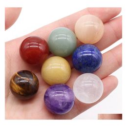 Loose Gemstones 20Mm Natural Gemstone Round Beads For Diy Making Jewelry Nodrilled Hole Reiki Healing Energy Stone Crystal Sphere Ba Dhogt