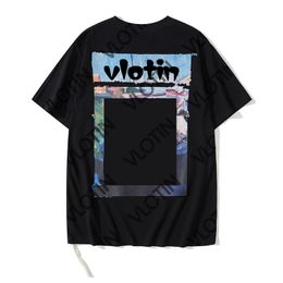 Men's T-shirts New Fashion Sports Summer Designer Offs t Luxury Cotton T-shirts Short Sleeves Oil Painting Black Back Print Arrow High quality brand