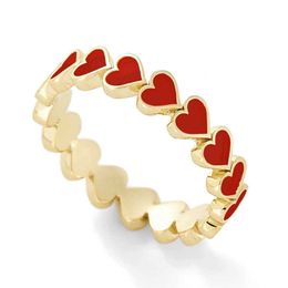 Band Rings 2021 New Colourful Enamel Heart Surrounded Lovely Stacking Rings for Women Minimalist Gold Rings for Best Friend Cute Heart Ring AA230306