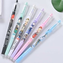 Gel Pens 6Pcs Game Genshin Impact Erasable Pen Blue Black Ink Magic Ballpoint Pen 05mm For School Office Writing Supply Stationery gift J230306