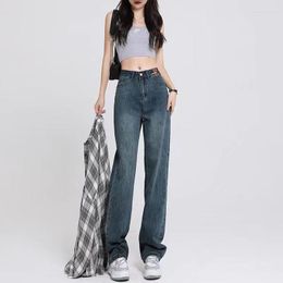 Women's Jeans Woman High Elastic Waist Retro Skinny Black Female Autumn Stretch Repair Wide Leg Long Denim Pencil Pants G347