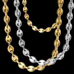 Chains 7/9/11mm Width 55CM Length Stainless Steel Gold Silver Plated Men Coffee Bean Pig Nose Chain Necklace Neck Jewelry Drop