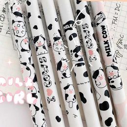 Gel Pens White black Milk Cows Press Gel Pen Writing Pen School Stationery 05mm Black ink J230306