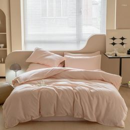 Bedding Sets Set High Quality Cotton Duvet Cover Solid Colour Bed Single Double King Size Quilt