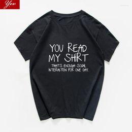 Men's T Shirts You Read My Shirt That's Enough Social Interaction For One Day Funny Loose Streetwear Aesthetic Tops Tshirt Men Clothing