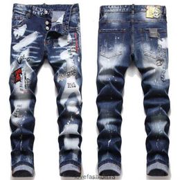 bootcut jeans Black Jeans Men's Fashion Slim Fit Washed Motocycle Denim Pants Panelled Hip