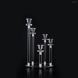 Candle Holders 5 Arms Acrylic Round Cluster Candelabra Centrepieces For Wedding Clear Shades With Base Circular Tube Design Home Decor