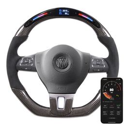 LED Steering Wheels Fit For VW CC Carbon Fibre Perforated Leather Customised Sport Racing Wheel