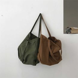 Shopping Bags 1pc Women Canvas Large Capacity Eco Handbag Reusable Harajuku Commuter Simple Tote Foldable Shoulder 230304