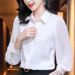 Women's Blouses High-End Black Long Sleeve Shirt Women Elegant Temperament Polo-Neck Fashion Spring Autumn Ladies Casual Top MM1434