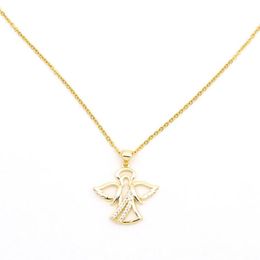 Chains Doreen Box Stainless Steel & Copper Necklace Golden Angel Hollow Creative Fashion Jewelry For Women 45cm(17 6/8") Long 1 Piece