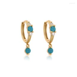 Hoop Earrings Silver Gold Colour Plated Turquoise Zircon Huggies Piercing Rock Punk Pendiente Luxury CZ Dangle Earring Women Jewellery 2023