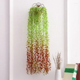 Decorative Flowers Plastic Artificial Rattan Wall Hanging Willow Leaf Vine Simulation Green Plant Weeping Wicker For Wedding Home Garden