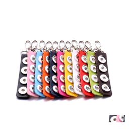 Key Rings Long Rec Pu Leather Snap Button Chain Keychains Fit Diy 18Mm Snaps Jewellery Drop Delivery Dheag