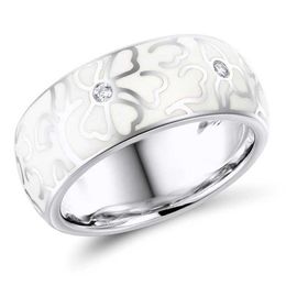 Band Rings Retro Handmade Ceramic Ring for Women Elegant White Flowers Imitation Porcelain Ring Wedding Party Jewellery AA230306