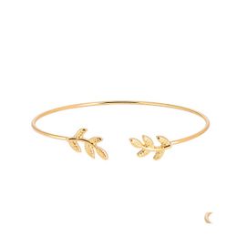 Beaded Strands 10Pc/Set Leaves Bracelet Jewelry Women Fashion Charm Shaped Open Bangle Bohemian Knot Round Chain Handmade Drop Deli Dhw7B