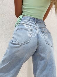 Women's Plus Size Pants 2023 Baggy Jeans Wide Leg Straight Trousers Casual Versatile Blue for Women Streetwear 230306