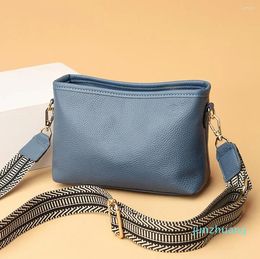 Evening Bags Genuine Leather Bag For Women Small Size Handbag Crossbody Casual Shoulder Wide Strap Teens Designer 46