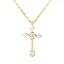 Pendant Necklaces Necklace Jewelry Women Wedding Fashion Cross CZ Crystal Zircon Stone Christmas Gift 2023