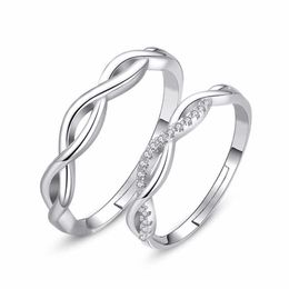Band Rings Fashion Wave Couple Ring Set Korean Silver Plated Rings For Women Men Jewelry Personality Resizable Lovers' Ring Set 11Z6C4 AA230306