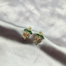 Dangle Earrings Purple Grape Drop For Women Ear Piercing Fashion Jewellery Earring Plated Gold Zircon Silver Needle Wedding Accessories