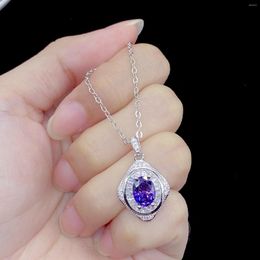 Chains Purple Zircon Product Amethyst Full Diamond Light Luxury Fashion Pendant Necklace Female Jewelry