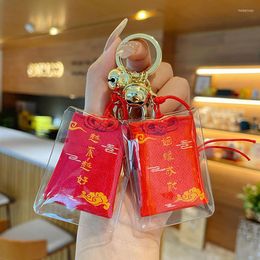 Keychains Creative Red Wish Peace Joy Sachets Royal Guard Key Chain Pendant Exquisite Blessing Words Keychain Lovers Bag Hanging Ornaments
