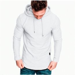 Men's T-Shirts Men's casual fashion solid color long-sleeved T-shirt with Hood Summer casual sports long-sleeved T-shirt 230307