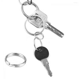 Keychains Lot 50 Stainless Steel Silver 15mm Keychain Split Key Ring Loop Hoop