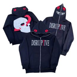 Men's Hoodies Sweatshirts Zip Fashion Hip Hop Graphic Print Sweatshirt Gothic Sports Jacket Long Sleeve Oversized Cardigan Hooded 2023 230306