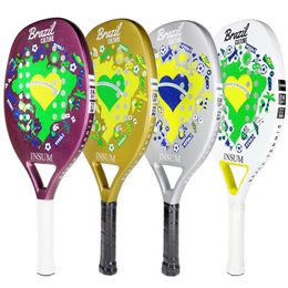 Tennis Rackets Brazil Beach Tennis Racquet Racket Beach Tennis Full Carbon Fiber EVA SOFT Sand Grit Surface 230307