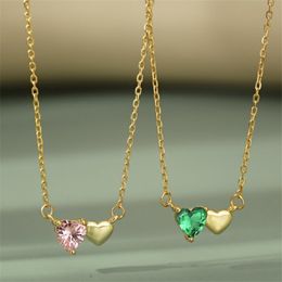 Luxurious Jewelry 925 sterling Silver Heart Designer Necklace Woman 5A Zirconia 18k Gold Green Pink Diamond Choker Necklaces for Teen Girls Friends With Gift Box