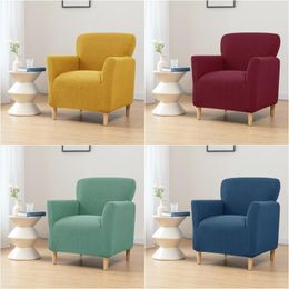 Chair Covers Solid Polar Fleece Tub Sofa Cover Stretch Spandex Club Armchair Slipcovers Single Couch For Living Room Study Bar Counter