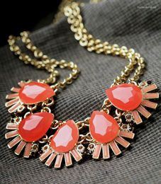 Pendant Necklaces 2023 Est Sweet Girls Costume Jewellry Collar Femininos Chic Gold Colour Double Chain Orange Tear Necklace For Women