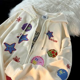 Women's Hoodies Sweatshirts Deeptown Harajuku Anime Zip Up Hoodie Hippie Japanese Y2k Oversized Kawaii Casual Female Cute Pattern Fashion 230307