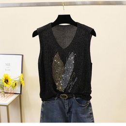 Women's Tanks Summer Women Bright Silk Tank Tops Thin Knitted Camis Vest Simple Female Basic Sleeveless Camisole Sexy