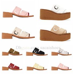 wholesale Sandals Slippers thick soles for womens Flat Woody Mules Desert Black White pink blue yellow beige indoor Outdoor beach home Slipper Slide Sandal shoes