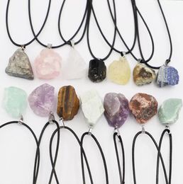 Pendant Necklaces Natural Crystal Rough Stone Irregar Ore Energy Healing Gemstone Amazonite Amethyst Necklace Charms Women Jewelry D Dhyfx