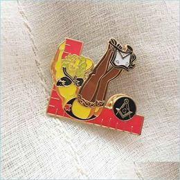 Pins Brooches 50Pcs Pinup Girl Model Y Red Yellow Lapel Pins Mason Masonic Soft Enamel Pin Brooch Masons Ladies Of The Lodge Blonde Dhni1