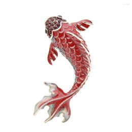 Brooches Green Red Enamel Fish For Women Carp Pins Animal Party Coat Clothing Sweater Fashion Jewellery