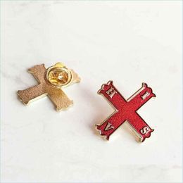 Pins Brooches 50Pcs Masonic Lapel Pin Badge Wholesale Red Cross Pins And Brooch Soft Enamel Mason Masons Metal Craft Gift Drop Deli Dhozk