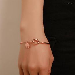 Bangle 2023 ID Bracelets Silver Rose Color Letter Bangles Knot Charm Open Cuff Woman Personality Jewelry Gifts