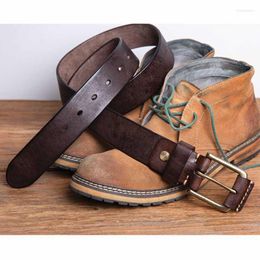 Belts Men's Genuine Full Grain One-Piece Leather Belt Distressed With Solid Brass Buckle 38mm Wide Casual Jeans Khaki Pants BeltBel