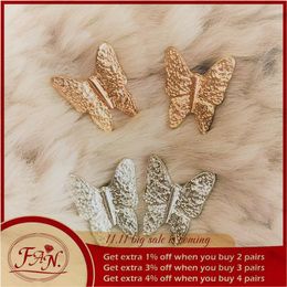 Stud Earrings 2023 Ins Trend Women Big Hyperbole Butterfly Style 2 Colours Golden And Silver Color Metal Fit For Party Date