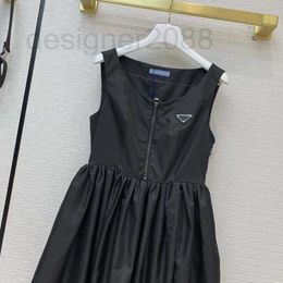 Casual Dresses Designer Trendy Sleeveless Women Dress Cap Sleeve Fashion Matching Nylon Inverted Triangle Black Midi Size S-L 7ALT