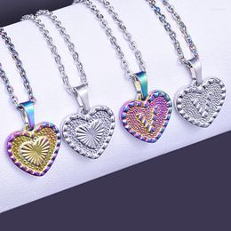 Pendant Necklaces Stainless Steel Heart Shaped Initial 26 Letter For Women Words Alphabet Chain Choker Friend Gifts Jewelry