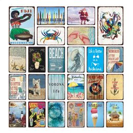 Summer Beach Tin Signs Metal Plaque Surf Scenery Paintings Classic Shabby Art Posters Indoor Wall Decor Pub Bar Cafe Pin Up Signs custom signs outdoor metal 30X20 w01