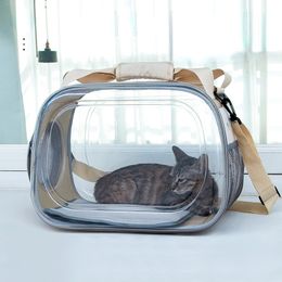 Dog Travel Outdoors Pet cat bag Transparent Cat Portable space Oblique span 230307