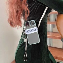 Cell Phone Straps Charms Mobile Crossbody Chain Stand Back Clip Holder Cute Transparent Detachable Lanyard Neck Strap for