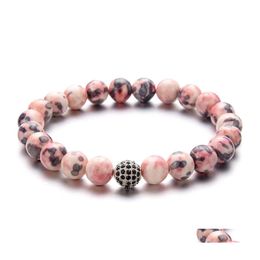 Beaded Strands Fashion 10Pc/Set Narural Stone Cubic Zicron Beads Bracelet For Men Women Healling Energy Handmade Jewellery Drop Deliv Dhku9